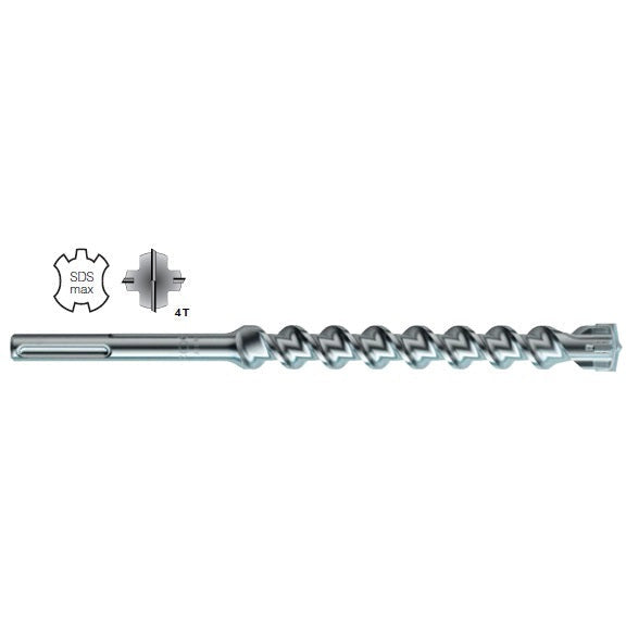 Hikoki - Foret hélicoïdal pour perçage de mur SDS-Max à 4 taillants