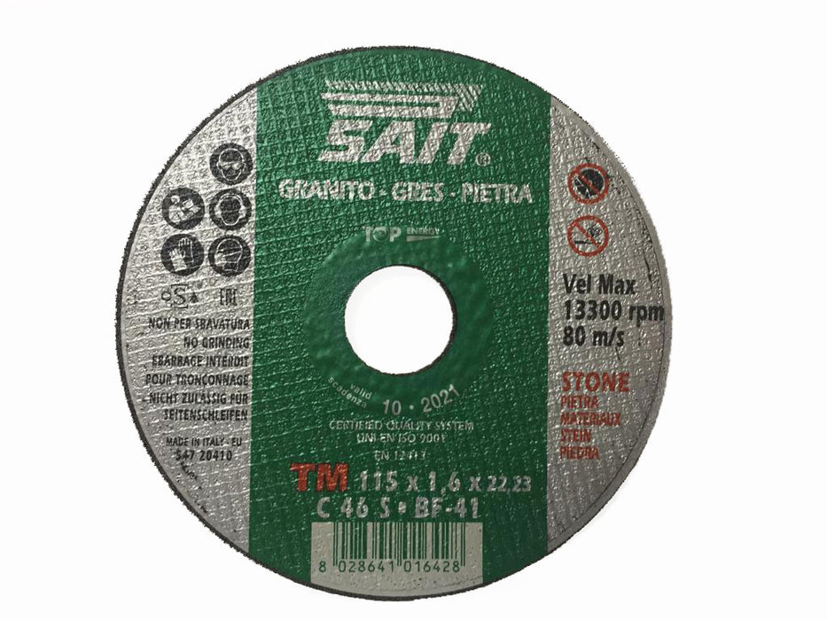 Sait - Disque abrasif d.115x1,6 pour granit, grès et pierre - C46