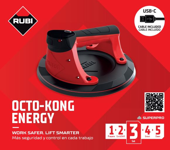 Rubi - Ventosa professionale a batteria d.220 OCTO-KONG USB
