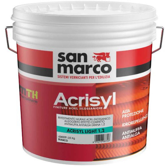 San Marco - Acrisyl Light KP 1.2 Blanc 20 kg – Revêtement acrylique-siloxane allégé