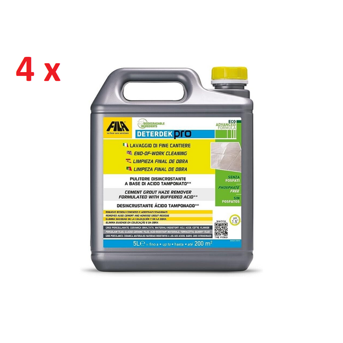 Fila - 4 pezzi x Deterdek Pro lt.5 detergente per pulizia fine cantiere