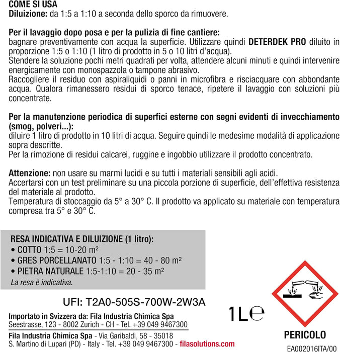 Fila Deterdek Pro | Detergente Acido Fine Cantiere