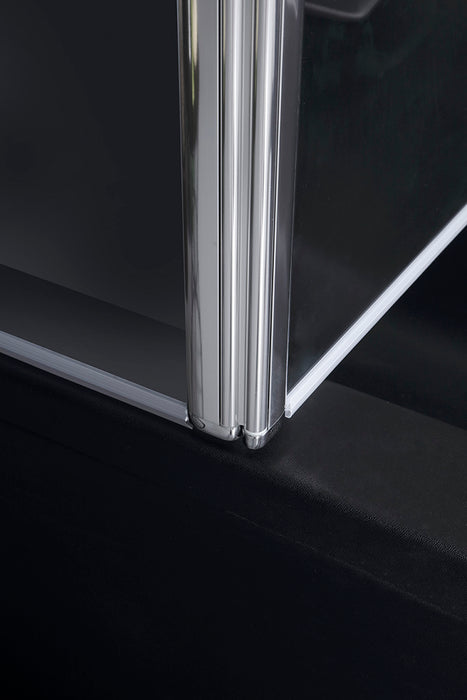 Tamanaco - Sopravasca ad anta ripiegabile e reversibile cm. 114 x h.150 mod. TSV52 cristallo 5 mm trasparente, finitura Cromo