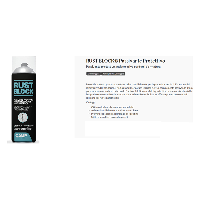 Camp Rust Block Passivante Spray 500ml – Anticorrosivo per Ferri d'Armatura