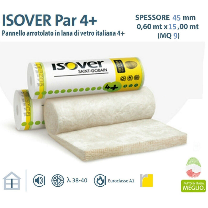 Isover - Acustipar 4+ Lana di Vetro a Rotoli mm.45 per Isolamento Acustico