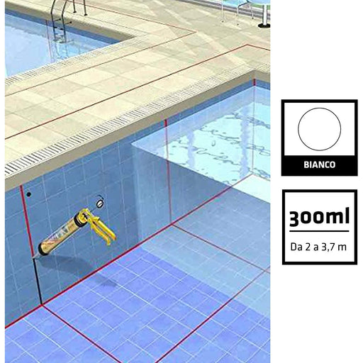 Sika - Sikasil Pool, Sigillante siliconico per giunti di Piscine o di zone della casa permanentemente bagnate. Alta resistenza al cloro e alla proliferazione di funghi e muffe, Bianco, 300ml - Sigillanti